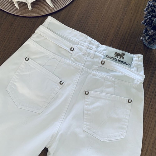 Frankie Morello white baggy loose cropped pants used, size S