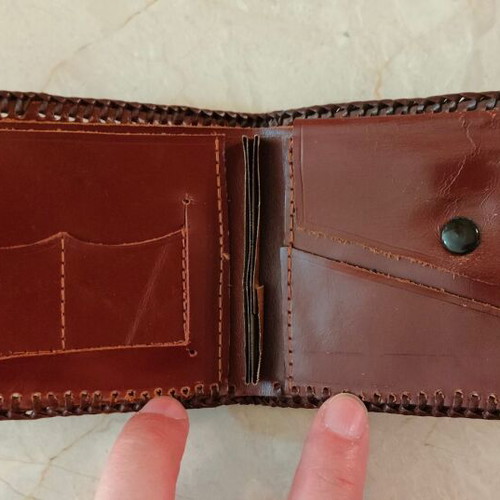 Handmade leather wallet vintage style like new, brown