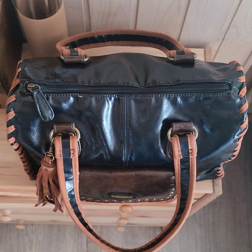 Carpisa handbag black and brown, like new with suede details