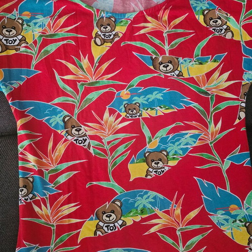 Moschino dress new, red with tropical print and bear