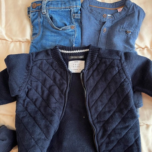 Children's denim set, shirt and jacket size 6-9 months boy, like new, ZARA