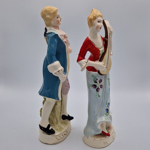 Vintage porcelain figurines couple Rococo handpainted, used