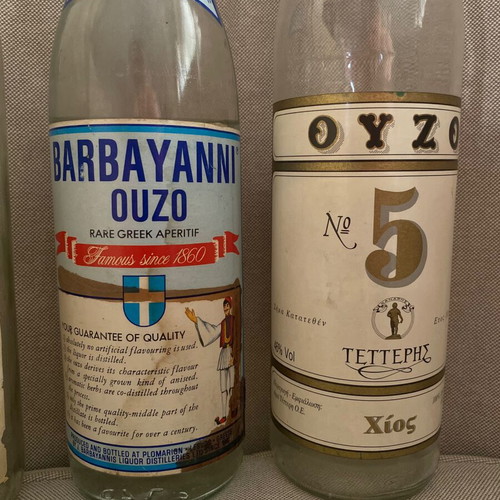 Ouzo collectible set of 3 empty bottles