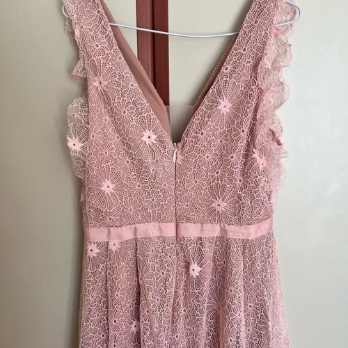 Long dress with lace pink like new, size L