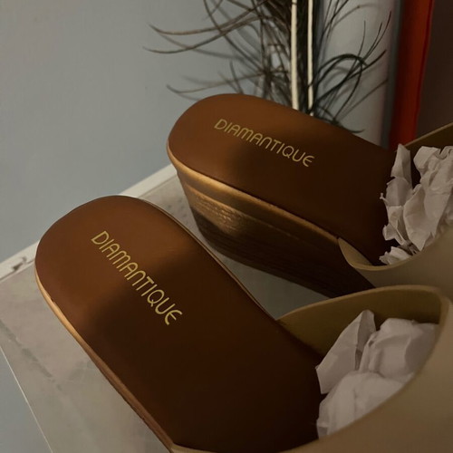 Diamantique beige platform sandals size 39