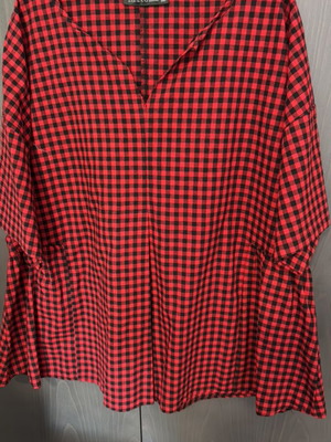 Zakcret checked blouse red large size new 5XL