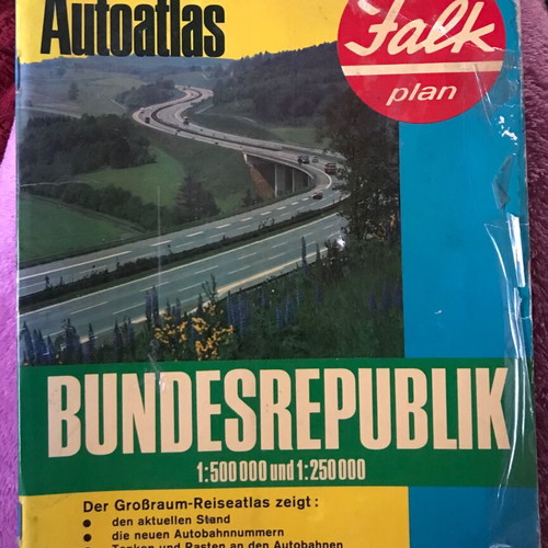 Vintage road map of Germany 1977-1978 used