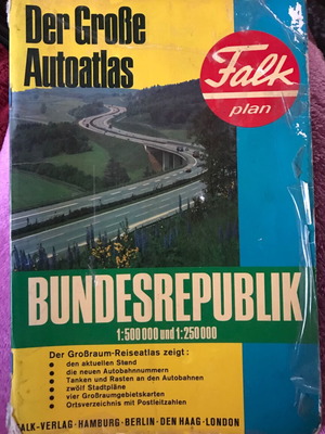 Vintage road map of Germany 1977-1978 used