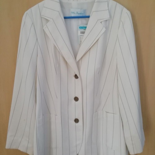 Ulla Popken women's jacket new, white with thin black stripe