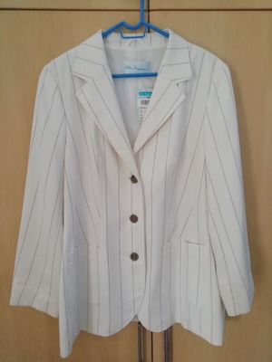Ulla Popken women's jacket new, white with thin black stripe