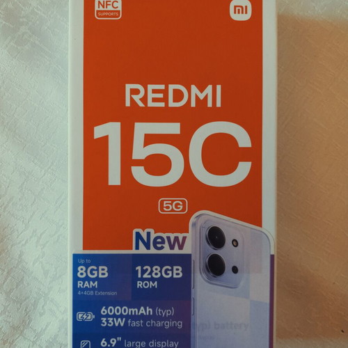 Xiaomi Redmi 15C 5G 128GB smartphone like new with case and screen protector