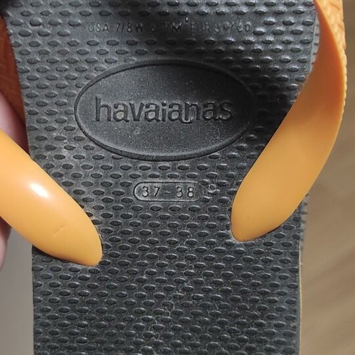 Havaianas flip flops used, size 37-38, black and orange