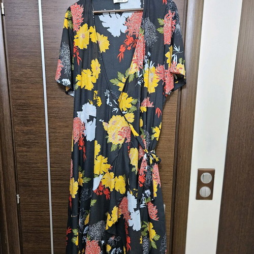 Dina women's summer dress long wrap with ruffles and belt