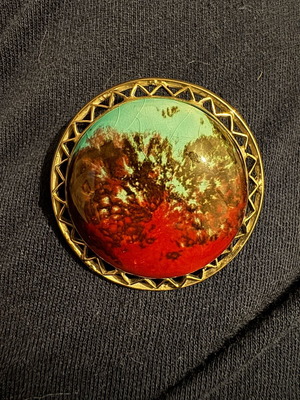Vintage pin used with enamel on silver metal base