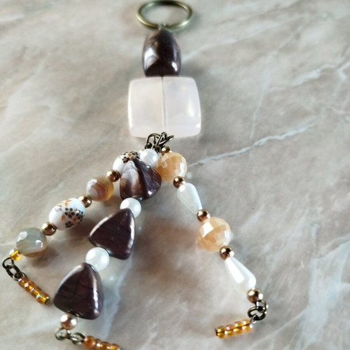 Keychain purse charm new, brown tones
