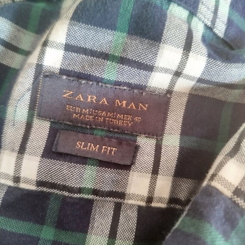 Zara men's shirt size M blue and green like new