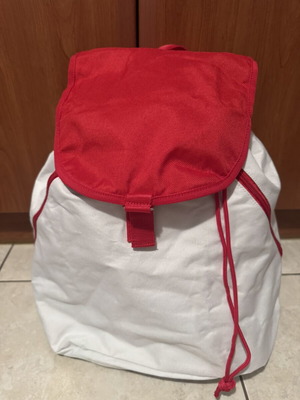 Two-tone backpack drawstring bag white and red like new