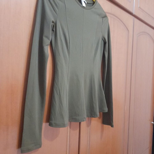 H&M long-sleeve blouse new, brown, size XS
