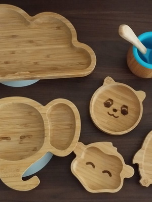 Σετ φαγητού μωρού Bamboo Bamboo με πιάτα, ποτήρι και κουτάλι