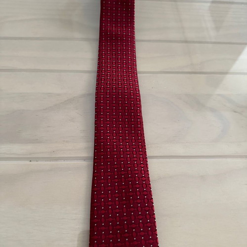 Pagoni silk tie new, red with subtle pattern