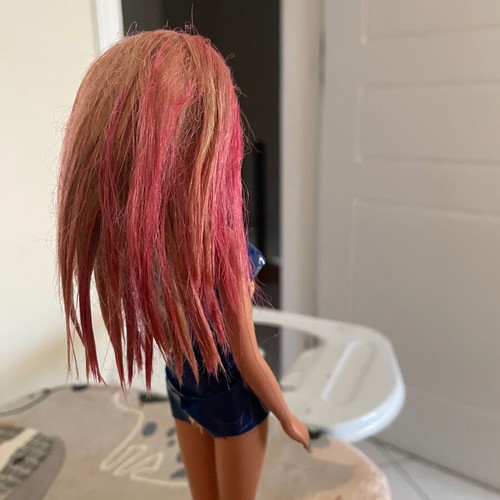 Barbie with improvised dress used