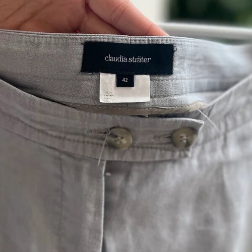 Claudia Sträter linen vintage capri pants, gray, size L