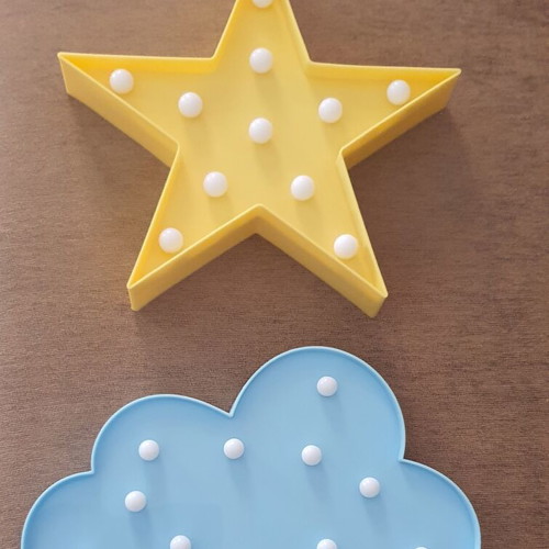 Children's decorative lamps set of 3 used, cloud star moon shapes