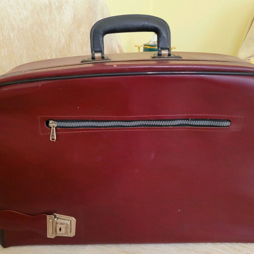 Vintage suitcases used, set of 2, brown and red