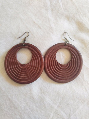 Wooden earrings brown - burgundy used, dangle