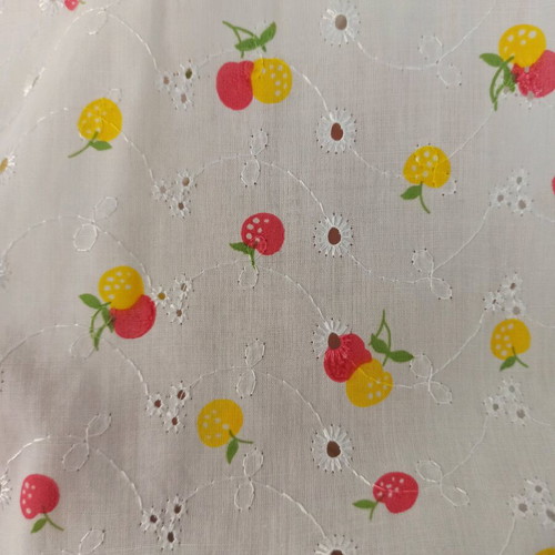 White Broderie Shirt with Fruit Print One Size like new