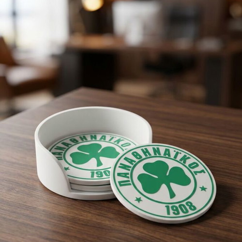 Panathinaikos Coasters Set of 4 with Holder New