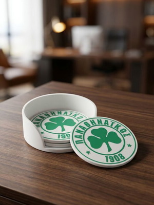 Panathinaikos Coasters Set of 4 with Holder New