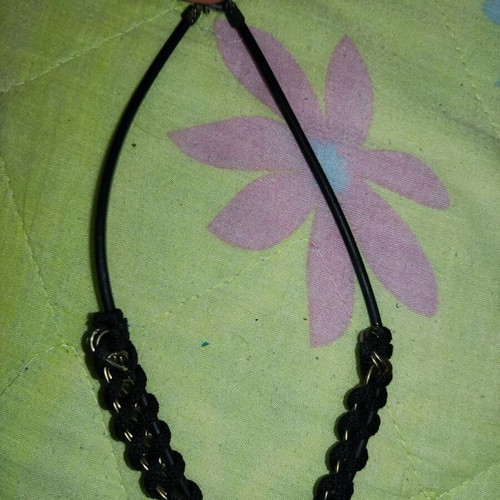Chocker necklace black like new with knitted design and chains