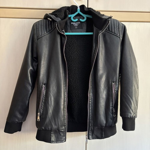 Bimbo Style kids leather jacket, black, size 12