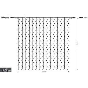 ΚΟΥΡΤΙΝΑ, 360 LED 3MM, 36V, ΕΠΕΚΤΑΣΗ ΩΣ 3, ΜΕ ΜΕΤΑΣΧΗΜΑΤΙΣΤΗ