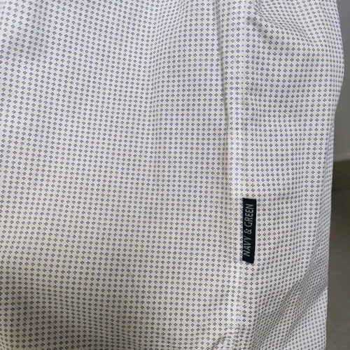 Navy & Green men's shirt white with blue pattern, new, size S