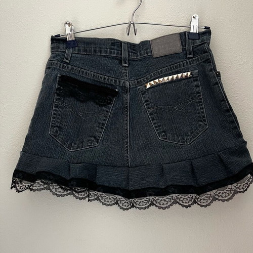 Jean pleated mini skirt new, size XS/S, black and blue