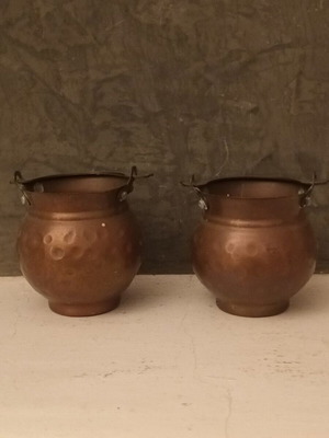 Set of 2 copper bucket miniatures like new