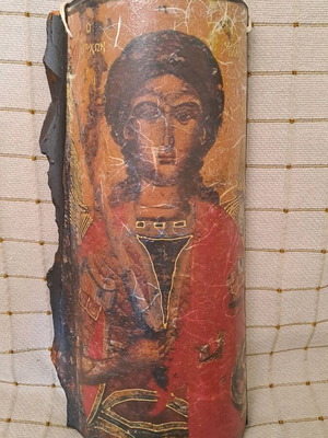 Αρχάγγελος Μιχαήλ χειροποίητη εικόνα decoupage σε κεραμίδι σαν καινούργιο
