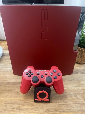 PlayStation 3 Slim Custom Red Edition σαν καινούργιο με χειριστήριο και βάση God of War