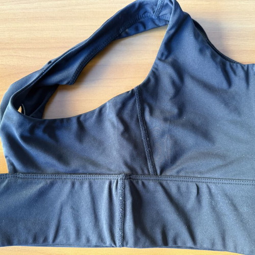 Energetics black sports bra with front zipper, racerback