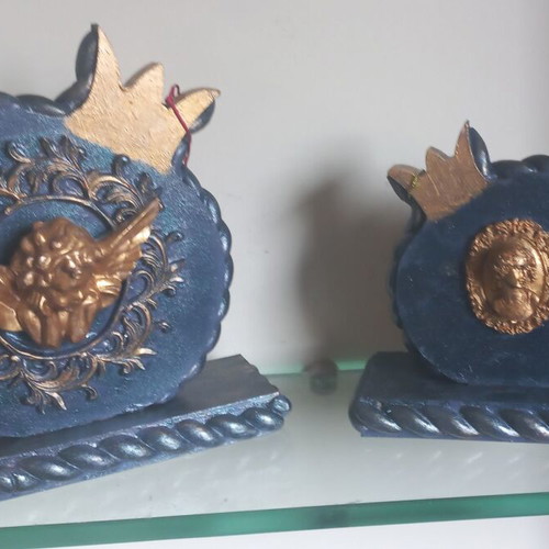 Wooden decorative pomegranates with decoupage technique, large 17 cm and small 12 cm