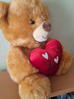 Stuffed teddy bear with heart