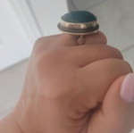 Silver large ring with petrol oval stone used