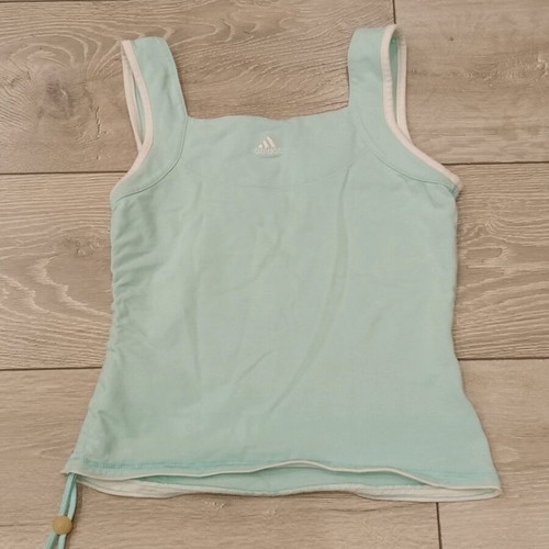 Adidas women's top with floral print used, mint and white