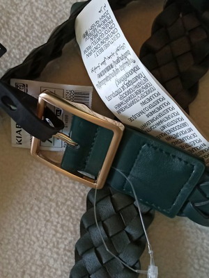 Kiabi braided faux leather belt XL green new, length 110cm