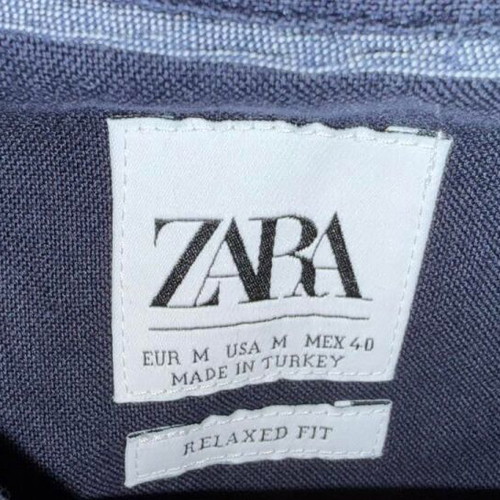 Zara short-sleeve shirt medium blue cotton like new