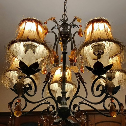 Five-light chandelier used with crystals