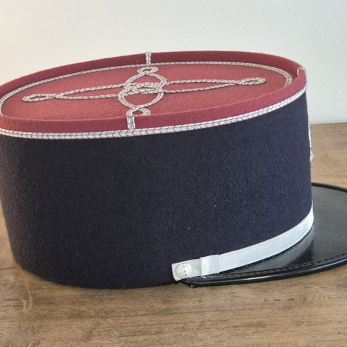 French Gendarmerie Kepi Hat with Silver Grenade Insignia, Size 57