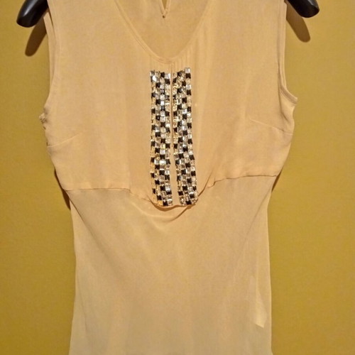 Pennyblack silk tank top mustard color size GB/10 new with strass